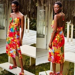 FARM Rio Tropical Jungle Bow Midi Dress Size-M. NWT.